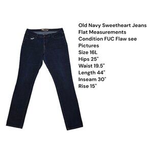 Old Navy The Sweetheart Skinny Blue Jeans Size 16 Long Dark  Wash Bleach Stains